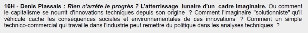 Denis PLASSAIS - Conférence gesticulée "Rien n'arrête le progrès ?"